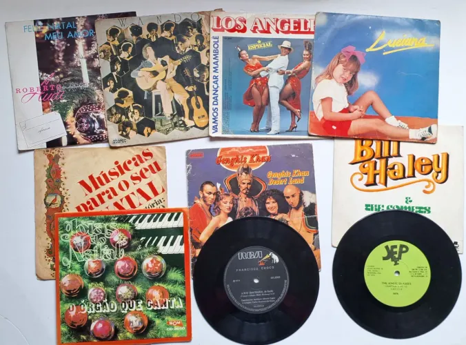 Lote 10 disco vinil compacto 7 variados antigos