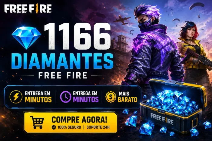 1166 Diamantes Free Fire/Entrega em Minutos - Mais Barato!