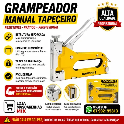 Grampeador Profissional Tapeçaria e Madeira Cod: 062