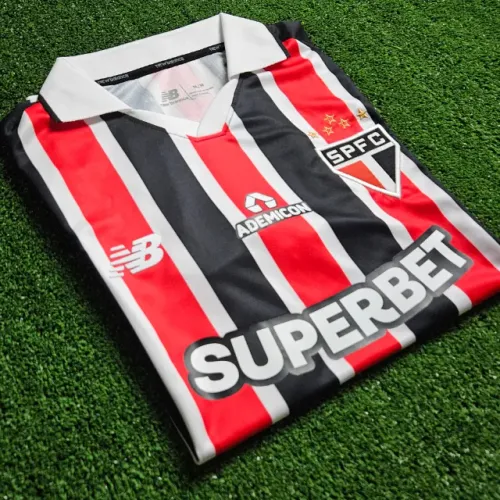 Camisa do São Paulo II 2026/27 Listrada Vermelho, Preto e Branco