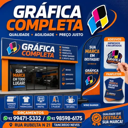 GRÁFICA PARA FACHADAS, BANNERS, WIND BANNERS E MUITO MAIS!