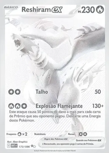 Carta Pokémon Reshiram EX monocromático 
