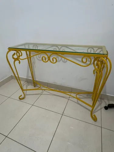 Aparador de Ferro com Tampo de Vidro - Estilo Provençal 