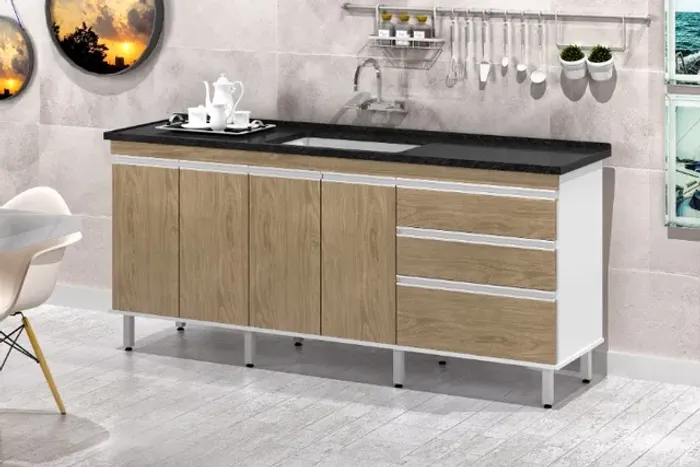 Gabinete Anele Para Pia de Cozinha 100% MDF! Frete e Montagem Grátis
