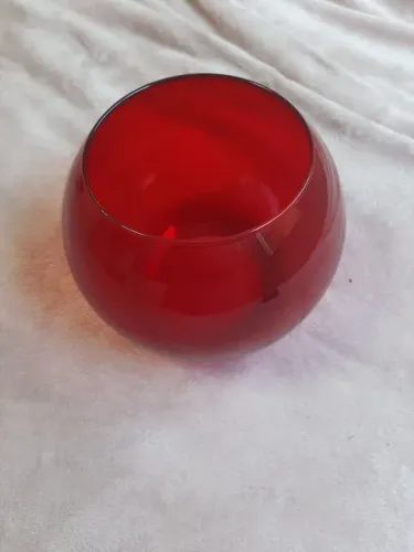 Vaso de Vidro Esférico 15x15cm Vermelho.