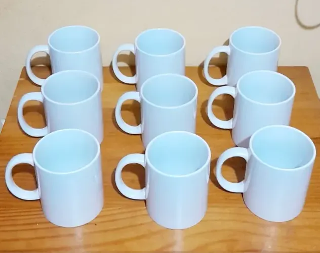 Kit com 9 canecas brancas para sublimação