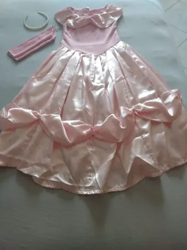 Vestido de Princesa Rosa para Menina