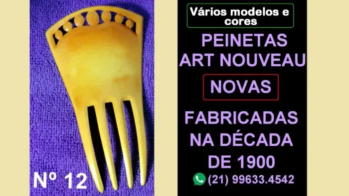Nº 12.Antigo Pente(Peineta).Muito raro.Mais de100 anos.Sem uso.Diversas cores e desenhos.