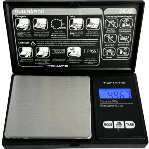 Balança digital 500g alta precisão tomat mh-505 visor led azul portátil e durável