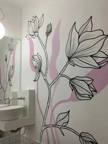 Pintura Artística Flores e Folhas