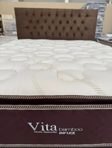 Cama Box Queen Vita Bamboo Biflex colchão D33