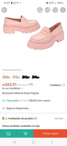 Mocassim Melissa Royal Original - Rosa