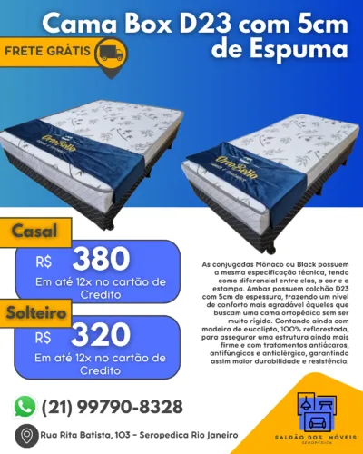 !!! FRETE GRATIS !!! Cama Box D23 com 5cm de Espuma