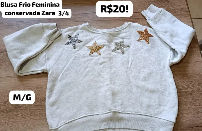BLUSA FRIO FEMININO CONSERVADA ZARA M/G