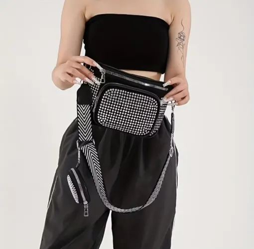 Bolsa de cintura com strass