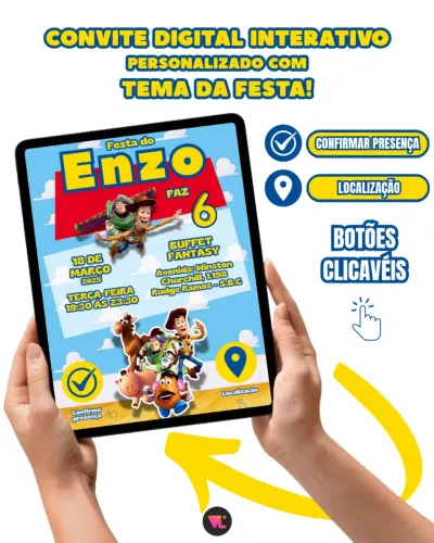 Convite Digital com Arte Personalizada no Tema da Festa!
