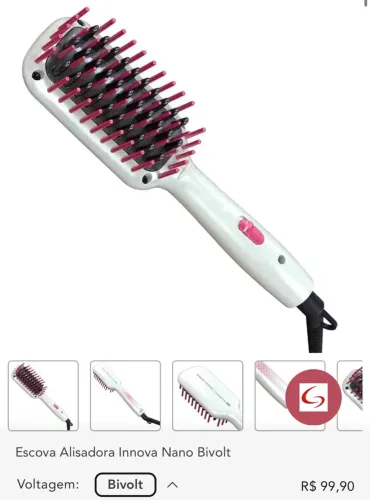 POUQUÍSSIMAS VEZES USADA:  Escova Alisadora Innova Nano Bivolt