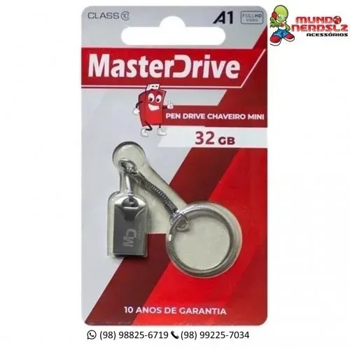 Pen Drive Mini 32 Gb, Leitura 10MB/s, Gravação 3MB/s - MasterDrive