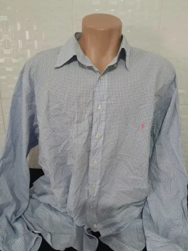 Camisa Ralph Laurent Azul Masculina para homens grandes