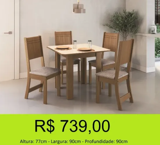 Mesa 4 lugares com alto suporte, sua casa ainda mais linda