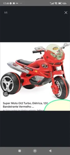 Vendo moto elétrica Bandeirantes 12 v usada, muito bem conservada, falta bateria para func