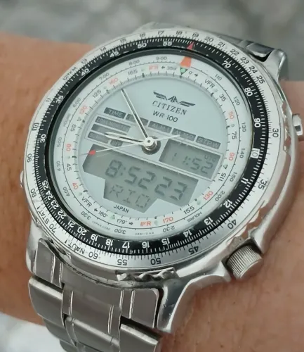 Relógio antigo sucesso anos 80/90 CITIZEN NEW WINGMAN AVIADOR JAPONÊS de coleção