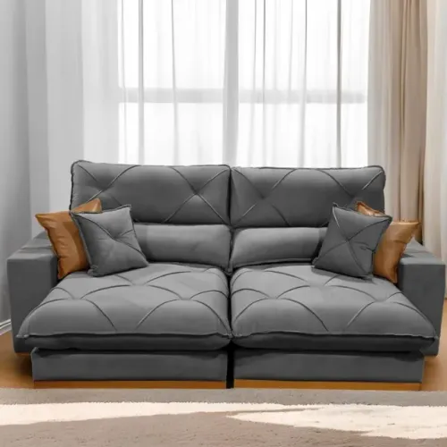 Sofá Retrátil e Reclinável Aquiles 2,50m - Pronta Entrega!