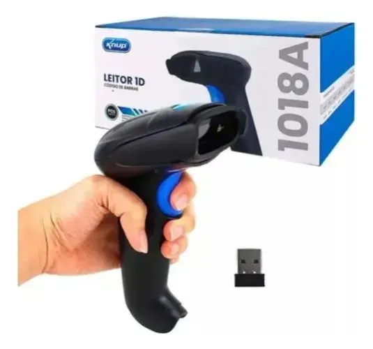 Leitor De Código De Barras 1d Sem Fio Laser Ultra Rápido Cor Preto