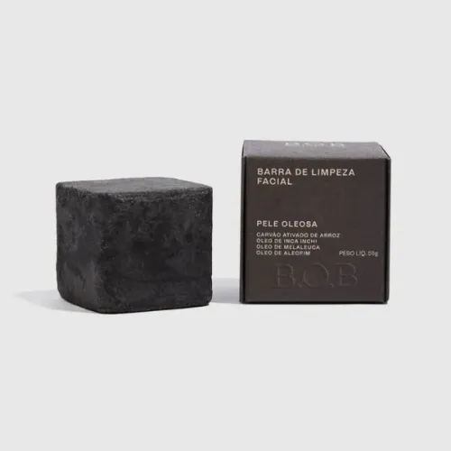 BOB Barra de Limpeza Facial Pele Oleosa Antiacne Alecrim Melaleuca Carvão Ativado - 55g
