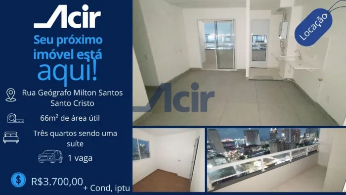 Apartamento com 3 quartos para alugar, 66m² por R$ 3.700,00/mês - Santo Cristo - Rio de Ja