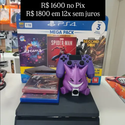 Ps4 slim 1tB + 1 controle roxo + jogo Infamous Second Son(lacrado) + jogo dreams