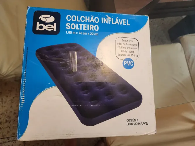 Colchão de ar Inflável PVC Solteiro 185cm x 76cm x 22cm Marca BEL