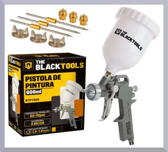 Pistola de pintura gravidade 600ml com três bicos profissionais Novo