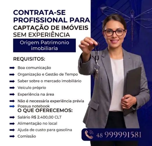 Vaga para Captação de Imóveis (Sem Experiência) 
