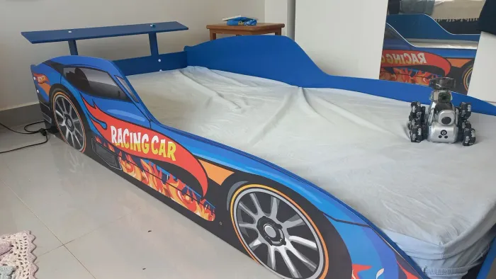 Cama carro Infantil Azul com colchão