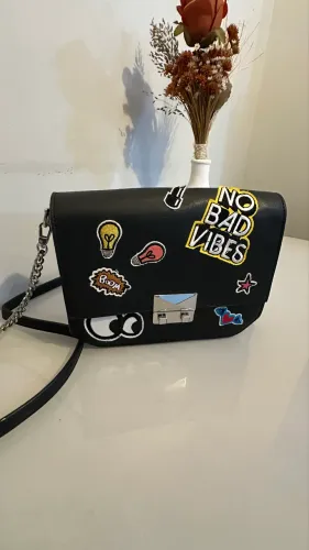 Bolsa Zara Original Feminina Transversal - Preta com Aplicações | Excelente Estado