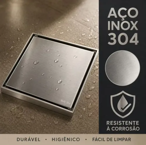 Ralo oculto em inox 15x15cm novo