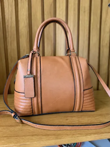 Bolsa Arezzo Baú Média Caramelo Couro Original C/ Tag e Alça Removível