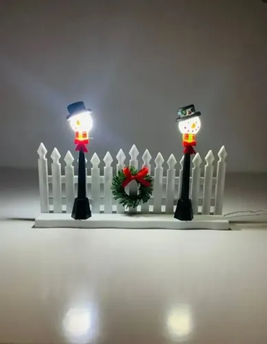 Enfeite Decorativo Natal Mini Postes Boneco Neve Vila Natalina LED