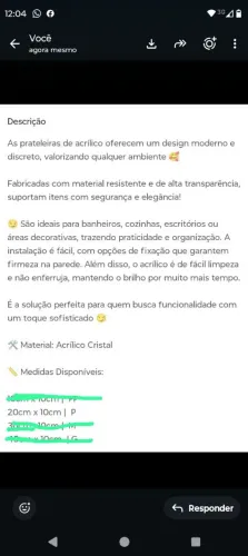 14 Pratileiras de acrílico 20x10