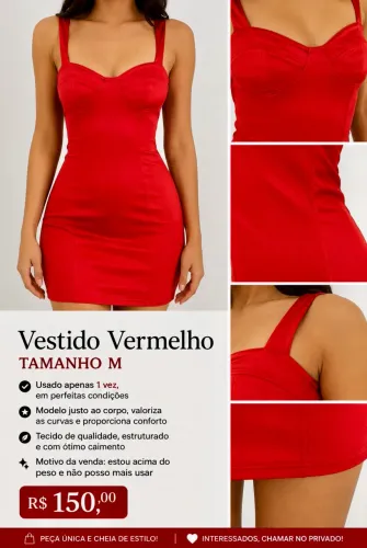 Vestido de festa vermelho tamanho M 