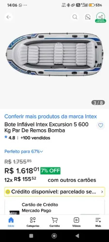 Bote inflável semi novo