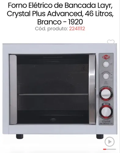 Forno elétrico NOVO na caixa Layr de bancada