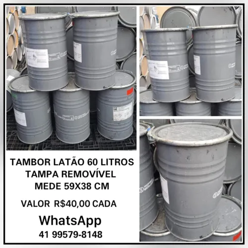 Tambor de lata 60 litros, usado, ótimo para fazer banqueta