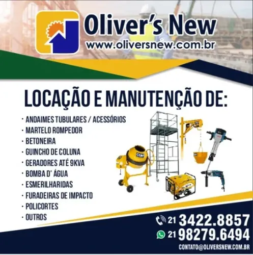 Aluguel de Andaime, betoneira, martelete, compactador, furadeira, serra, lixadeira e outro