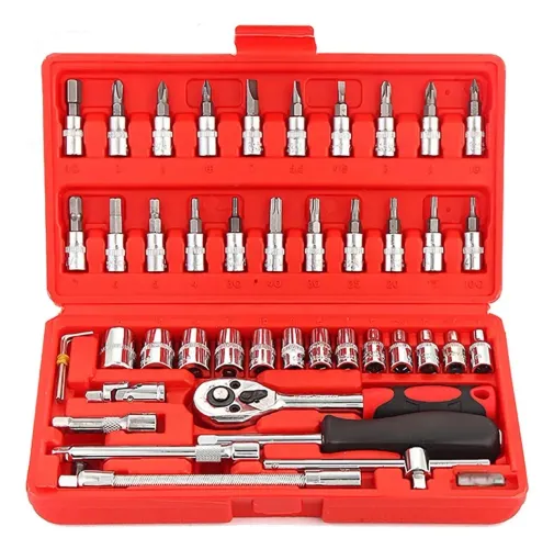 Kit ferramentas - Jogo de Soquetes com Catraca - 46 Peças | Novo