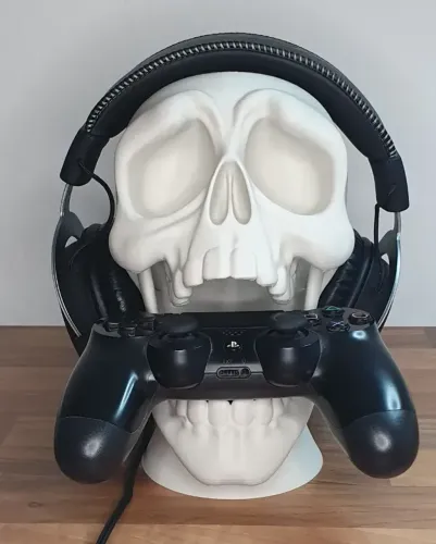 Suporte Caveira para Headset e Controle - Decoração Gamer