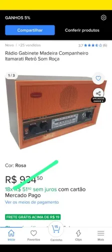 Rádio 3 faixas marca "COMPANHEIRO" ITAMARATY novo na caixa