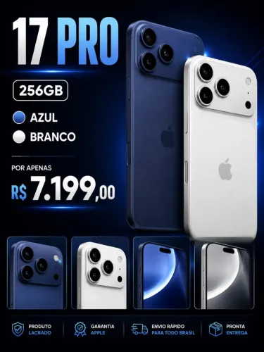 Iphone 17 Pro 256GB Azul E Branco 