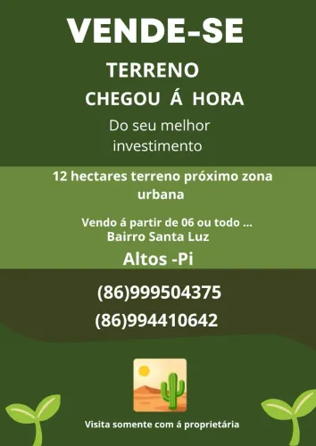 Vento terreno 12 hectares e também lotes 10/30